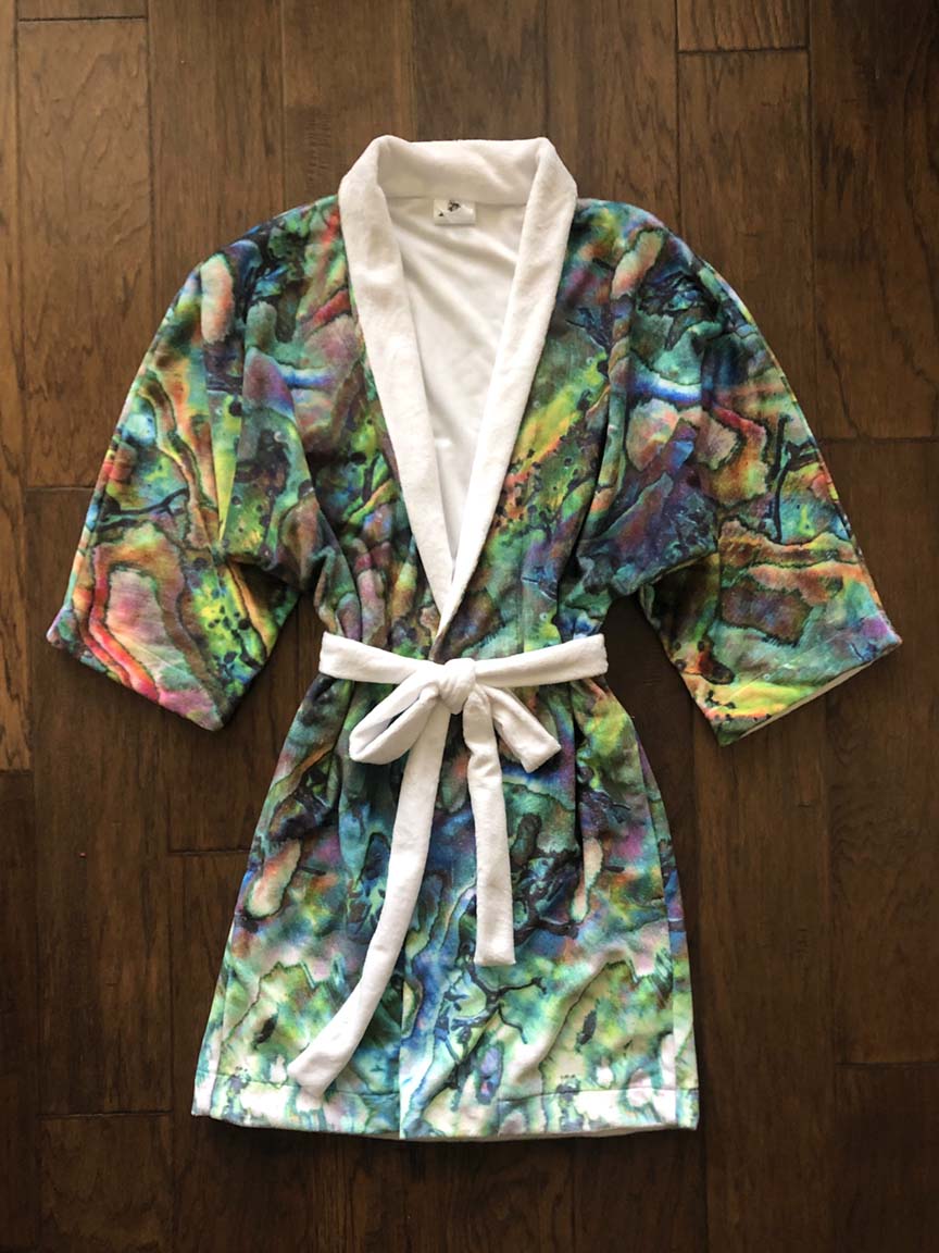abalone shorty robe plush kimono
