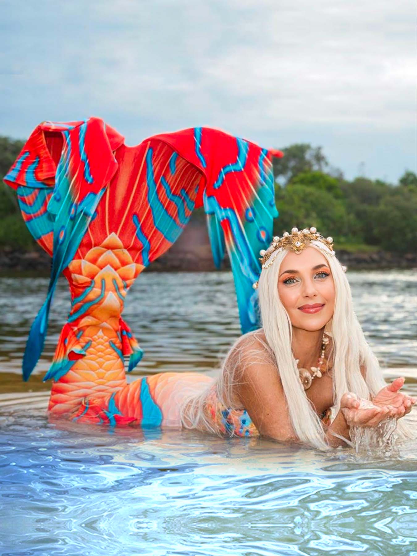 mermaid dress up tail Great Pretenders Silver & Iridescent Flip Sequins Magical Mermaid Tail Aura In Pink Inc