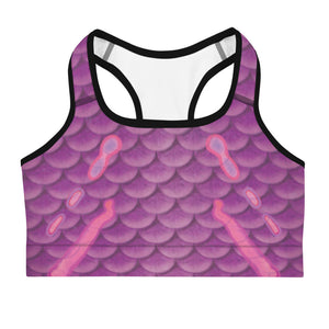 All Over Print Sports Bra - Black Front