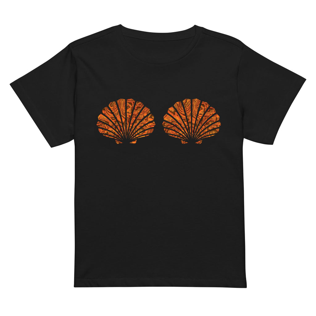 Mermaid Shells Cropped Tee - Orange Abalone