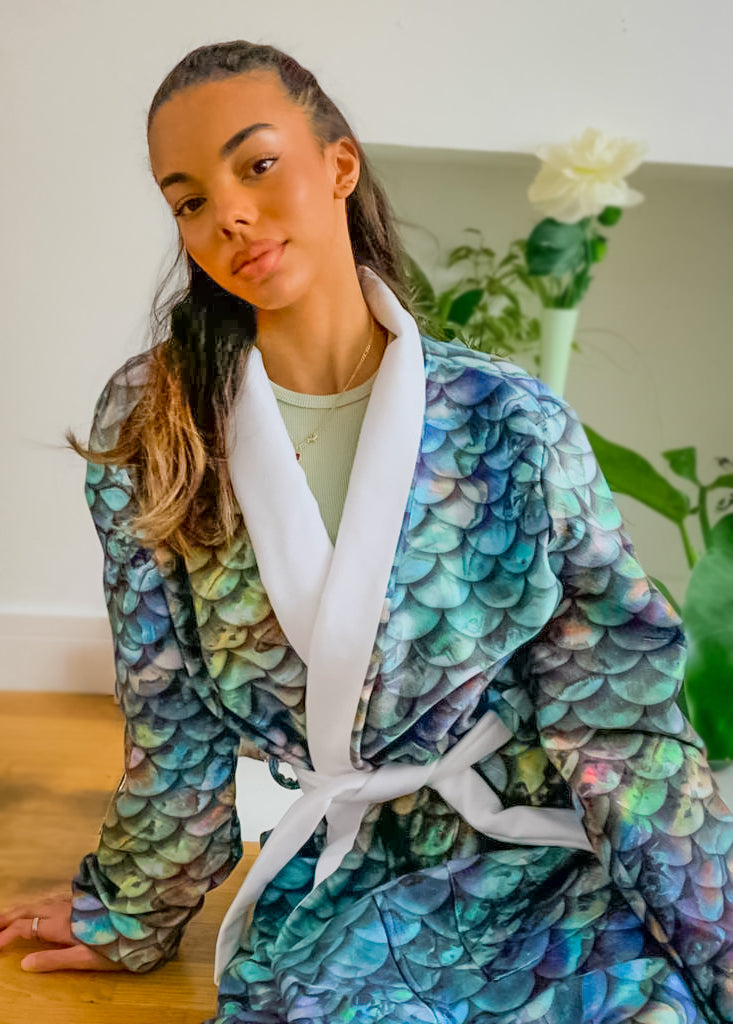 Terry Abalone Mermaid Scale Luxury Robe by Cape Cali