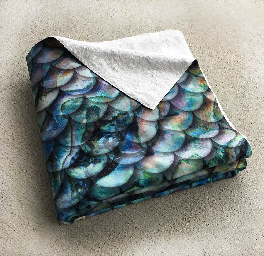 Sherpa Throw Mermaid Blanket -  Abalone Scales
