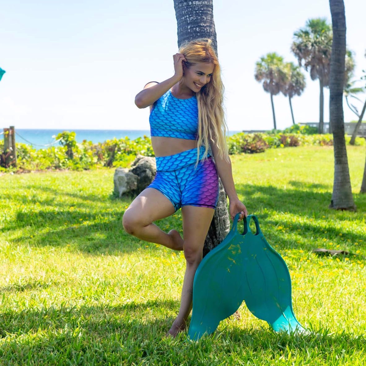 Aruba Mermaid Yoga Shorts by Cape Cali