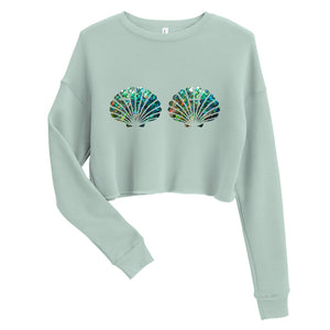 Mermaid Shells Crop Sweatshirt - Seafoam