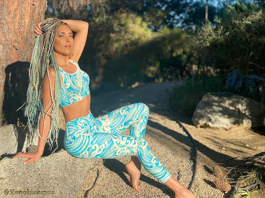 Leggings de yoga Hannah Mermaid - Golden Wave