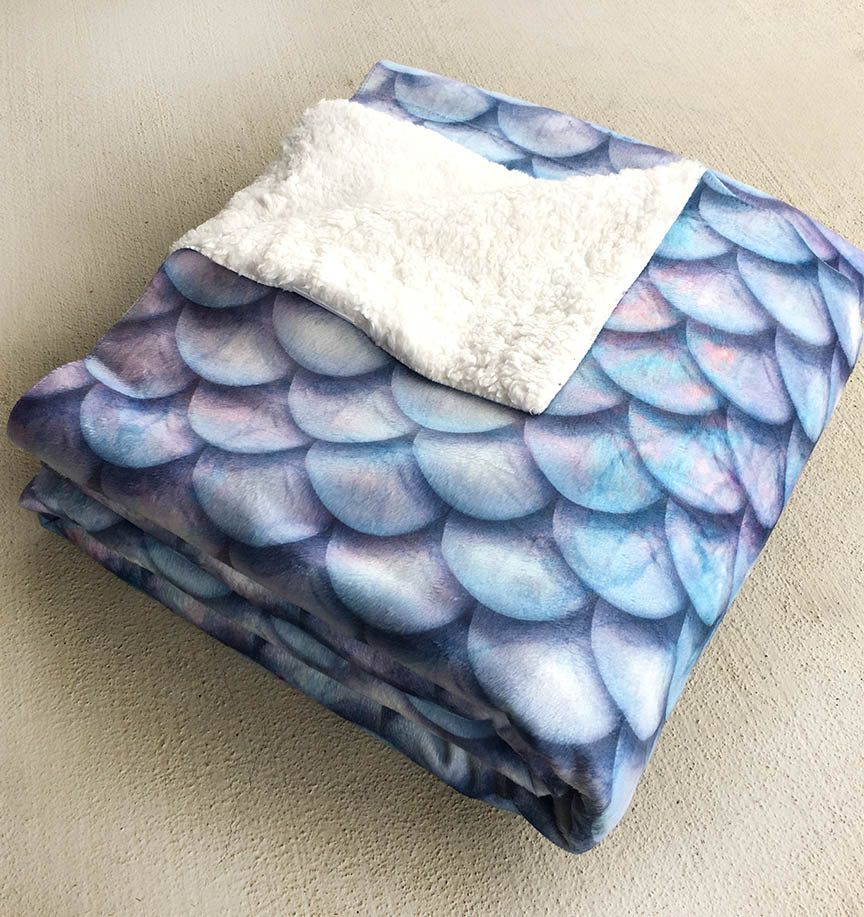 Sherpa Throw Mermaid Blanket - Opal Scales