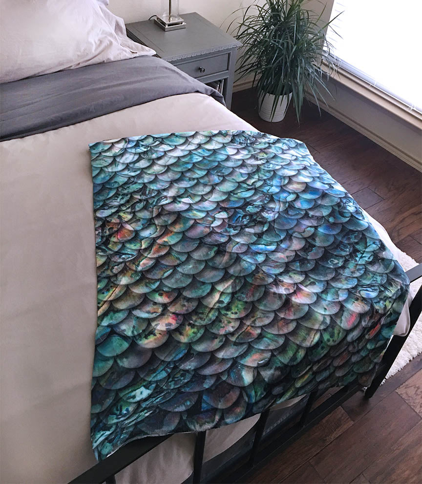 Sherpa Throw Mermaid Blanket -  Abalone Scales
