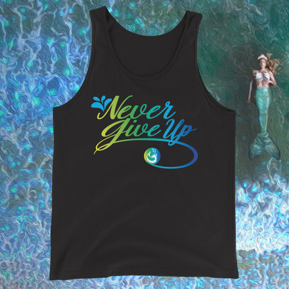 Introducing Mermaid Elle's "Never Give Up"Unisex Tank Top by Cape Cali