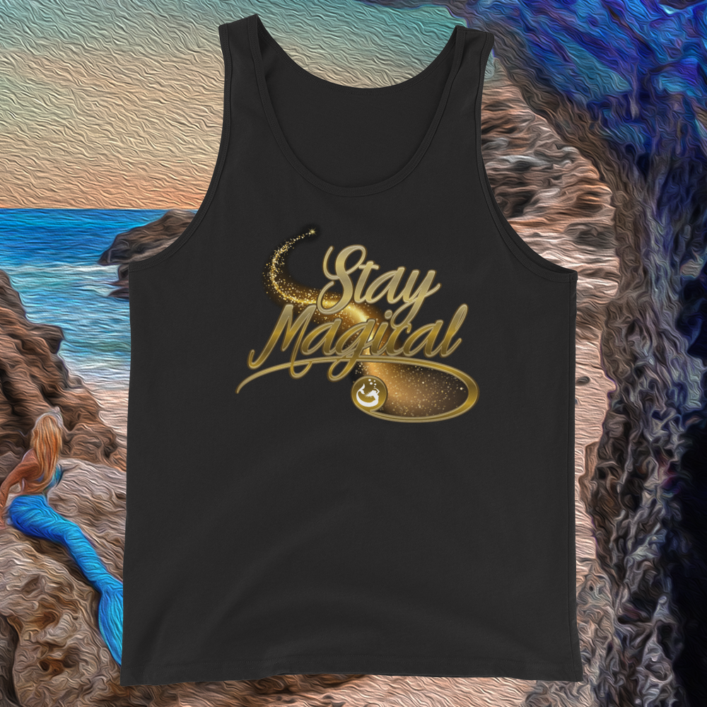 Mermaid Elle "Stay Magical" Unisex Tank Top in Black - Cape Cali